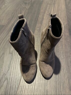 Women's Suede Mid-Calf Boot in Taupe